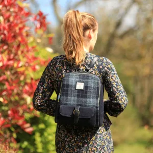 Harris Tweed Naver Backpack  Grey/Black Tartan/Inky Black