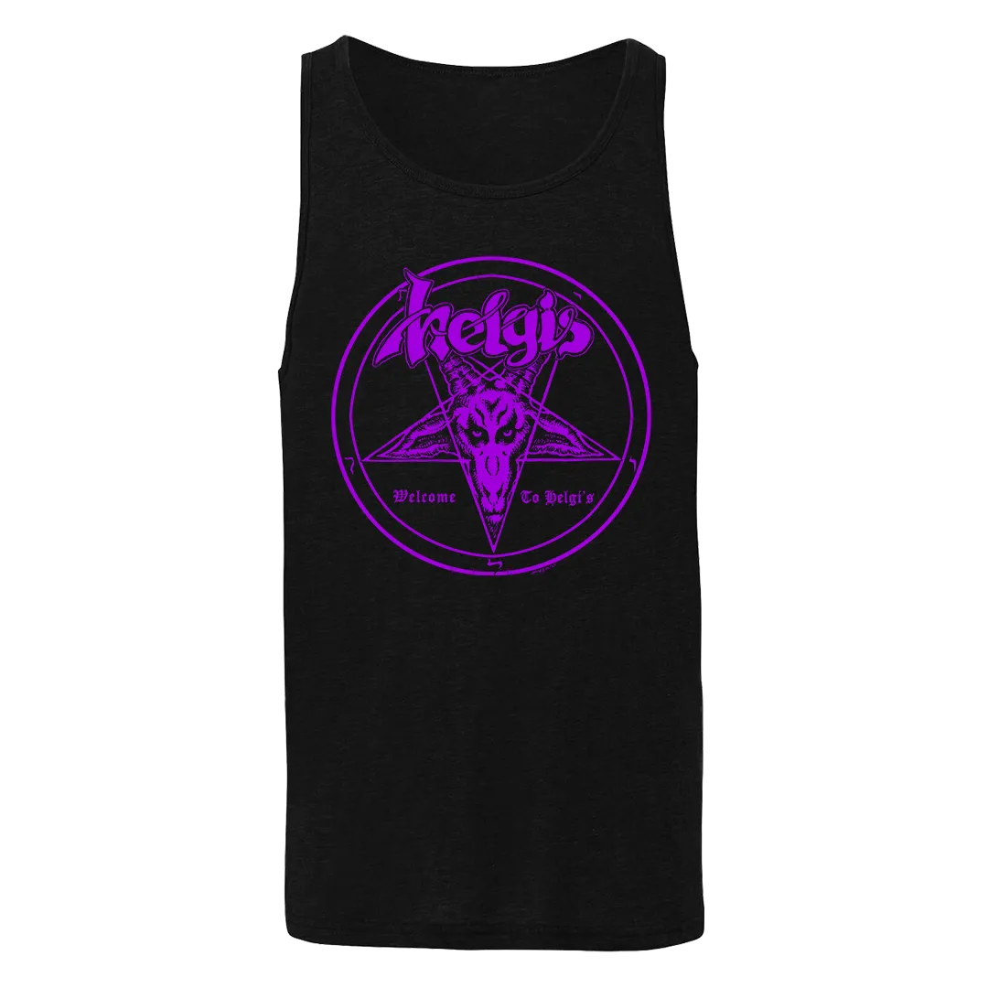 Helgi's - Welcome To Helgi's Purple Logo Tank Top - Black