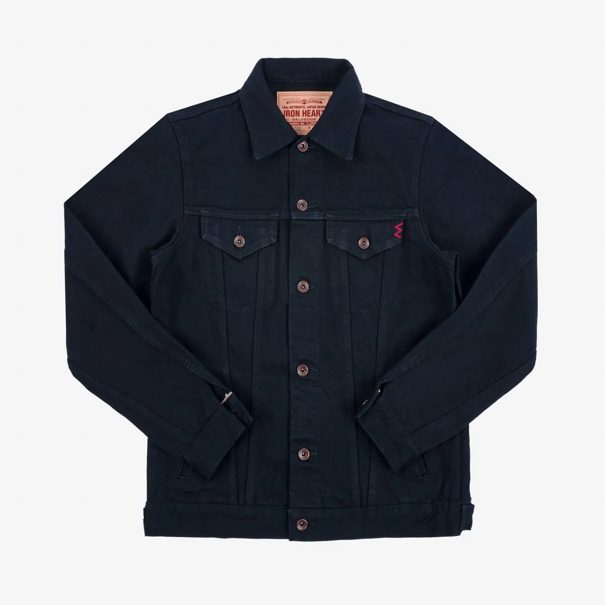 Iron Heart IHJ-132-BLK 14oz Selvedge Denim Modified Type III Jacket - Superblack