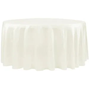 Lamour Satin 132" Round Tablecloth - Ivory