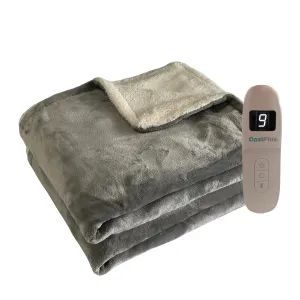 Light Grey Electric Heated Sherpa Throw