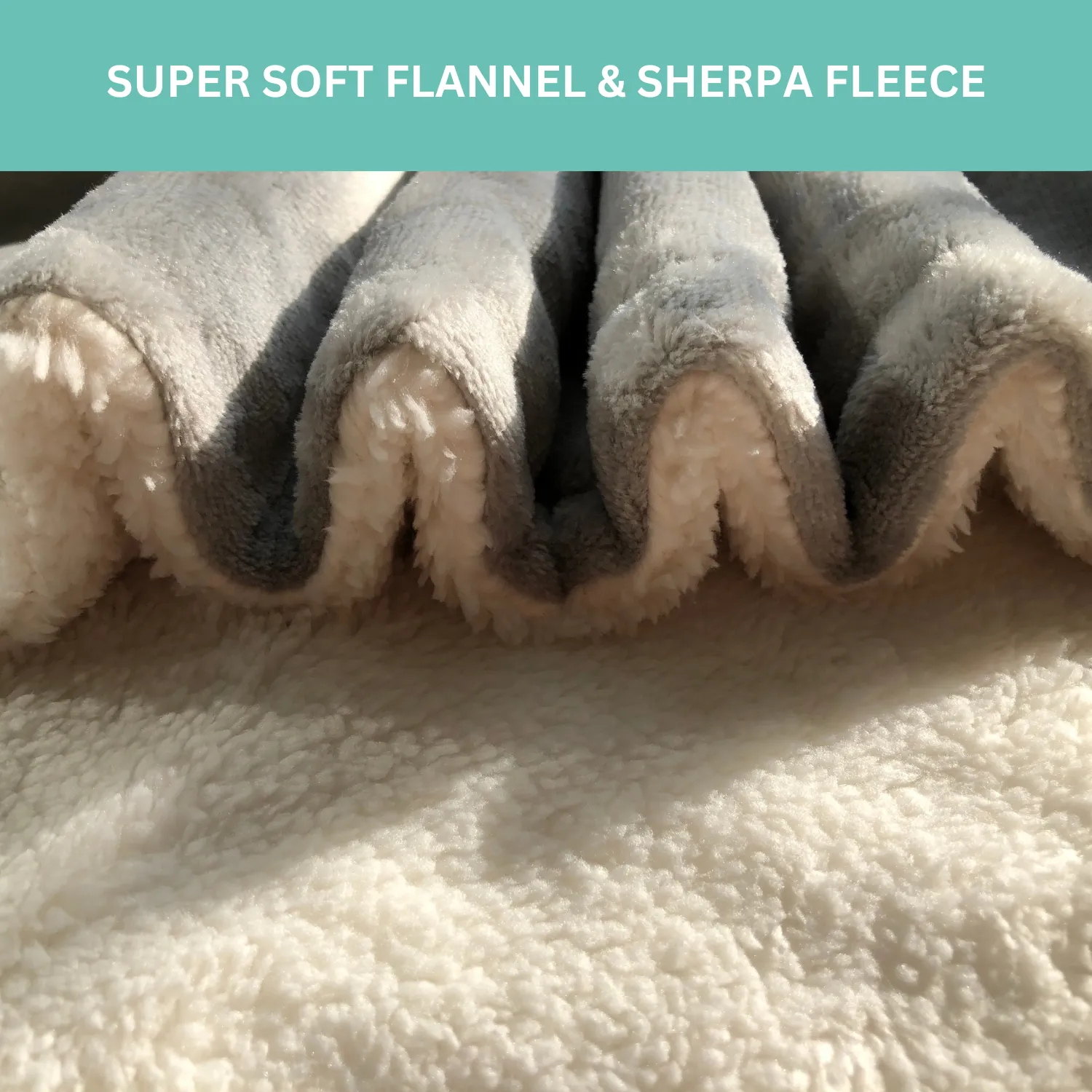 Light Grey Electric Heated Sherpa Throw