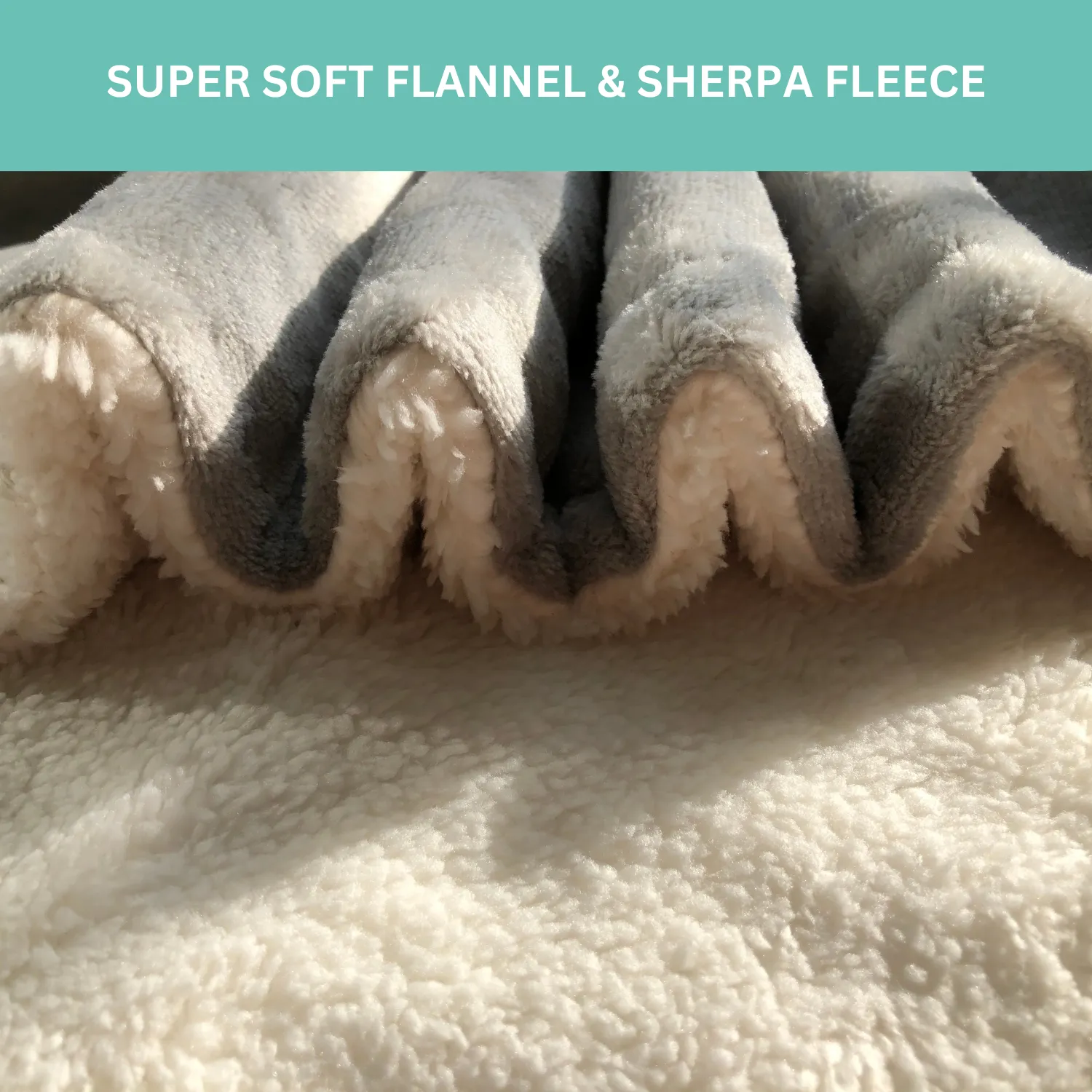 Light Grey Flannel Sherpa Heated Throw INTELI-TEMP