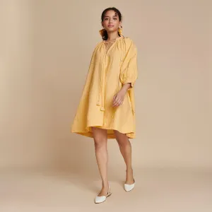 Linen Short Dress for Women | Yellow