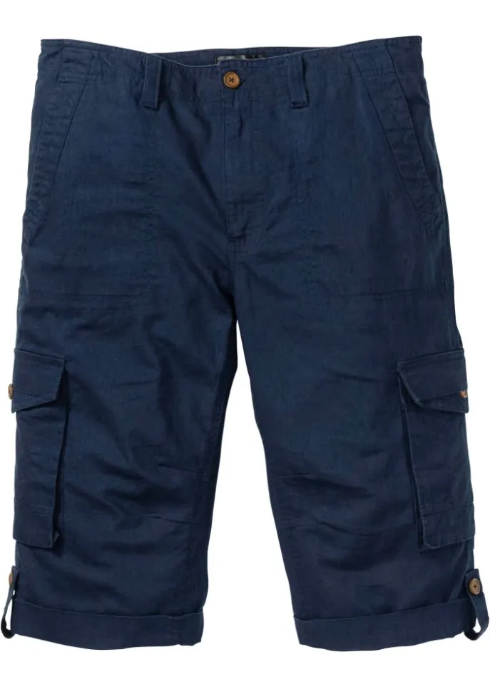 Long cargo shorts with linen filling Bpc Bonprix Collection, blue