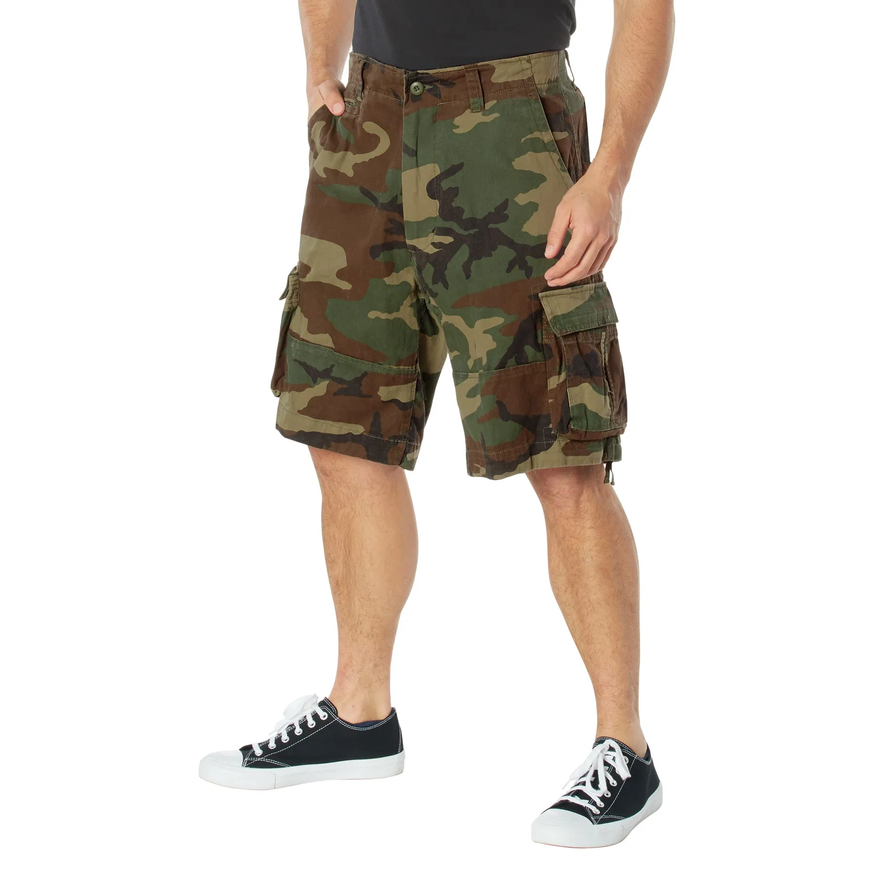 Long Length Camo BDU Shorts- Woodland Camo