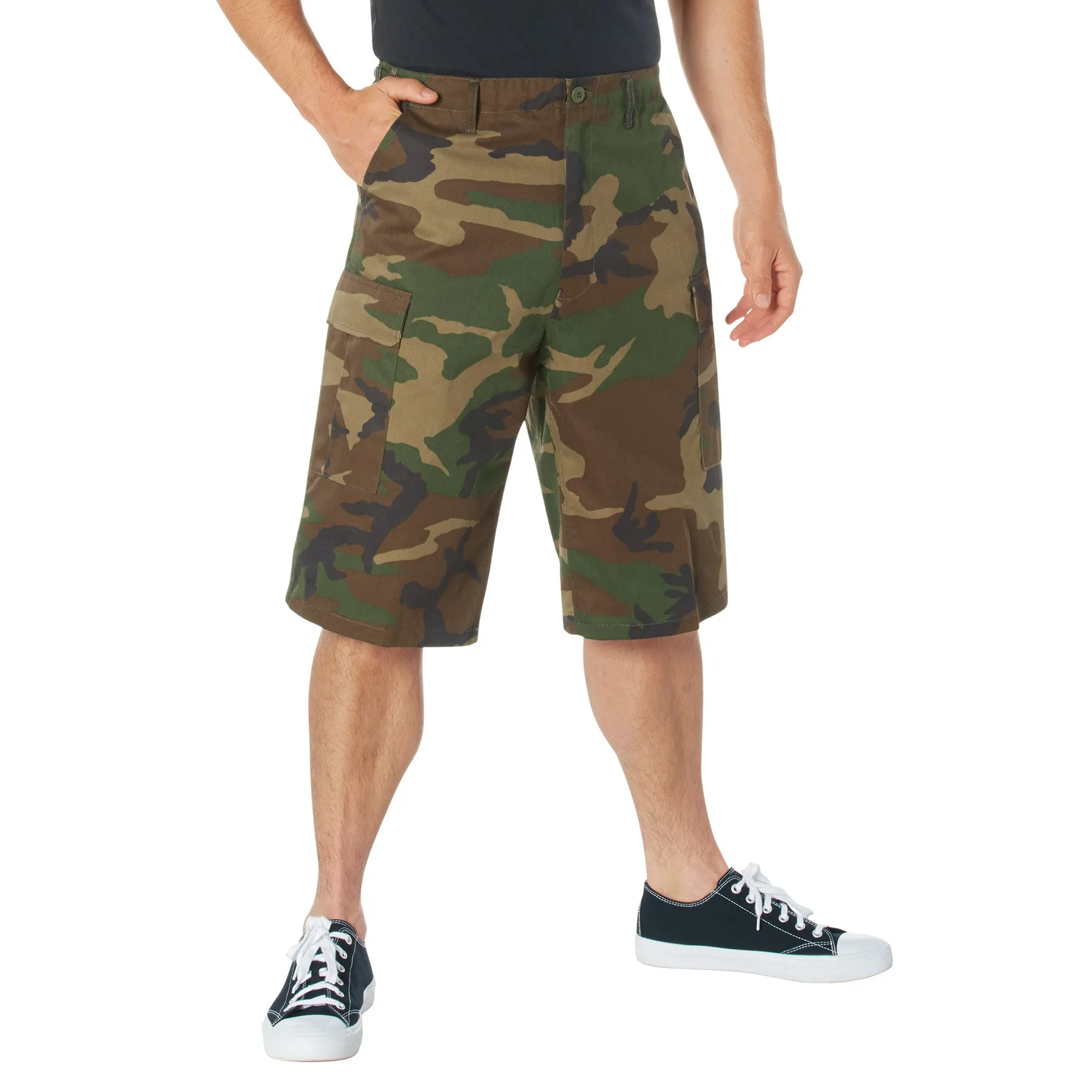 Long Length Camo BDU Shorts- Woodland Camo