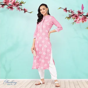 Lotus Printed Chambray Kurta