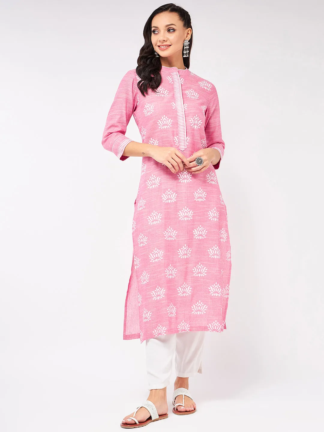 Lotus Printed Chambray Kurta