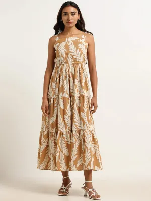 LOV Beige Tiered Cotton Maxi Dress