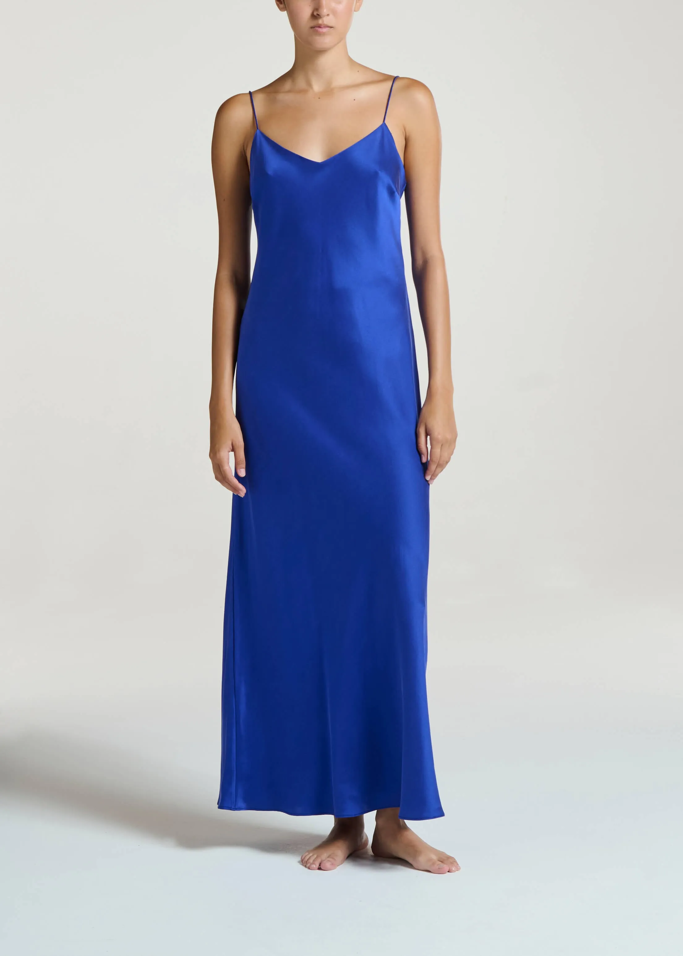 Lyon Dress Electric Blue Silk Charmeuse