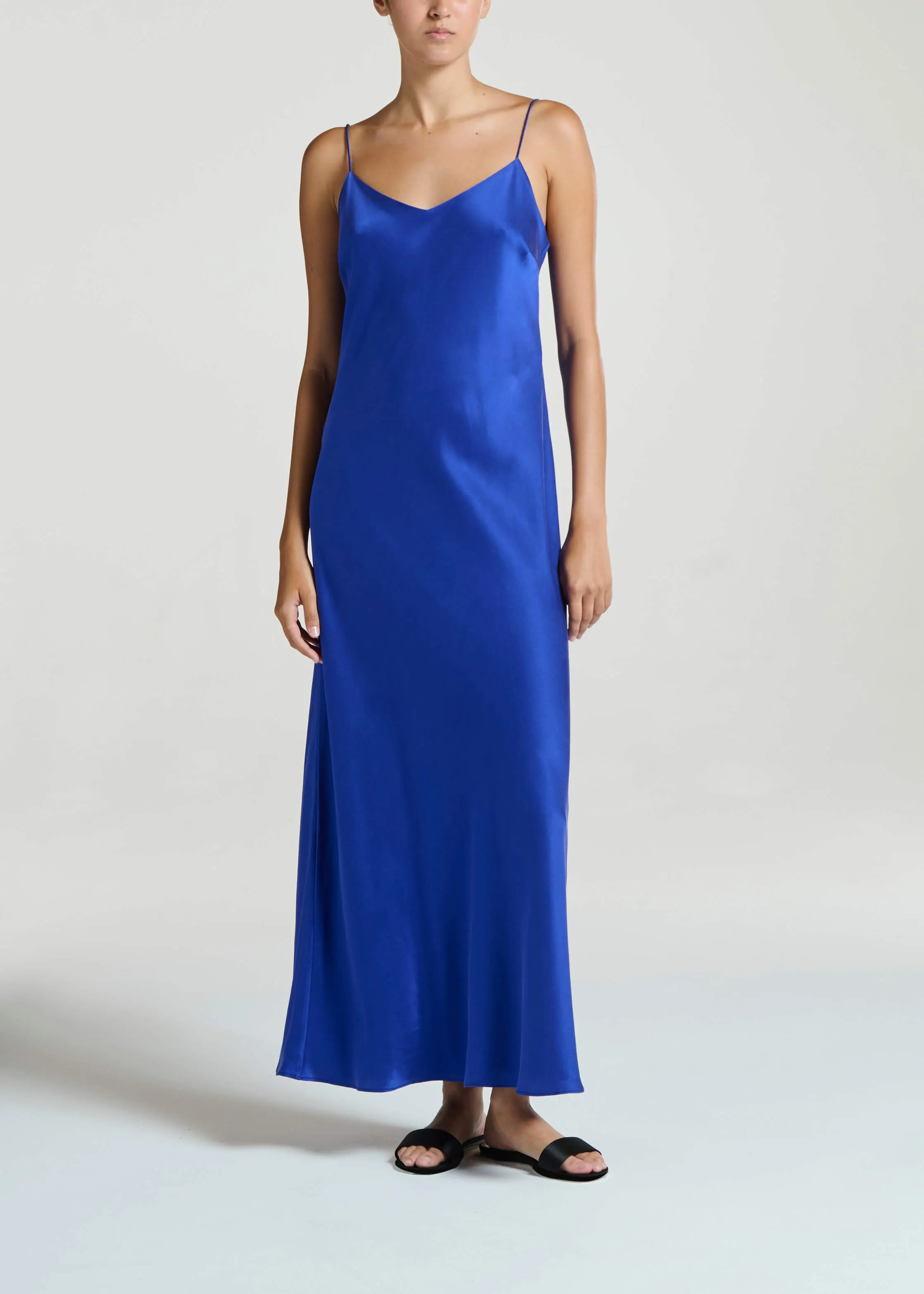 Lyon Dress Electric Blue Silk Charmeuse