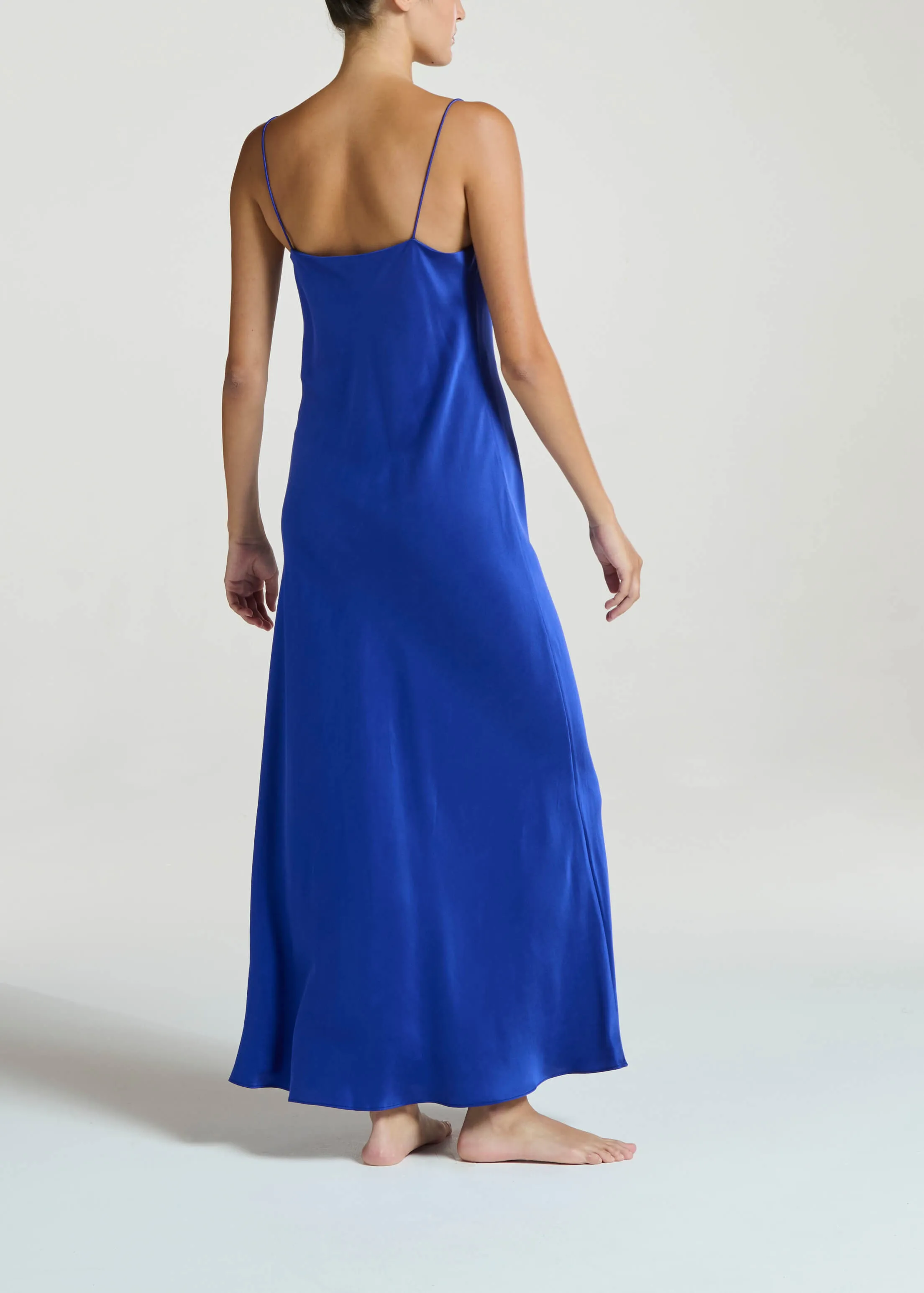 Lyon Dress Electric Blue Silk Charmeuse