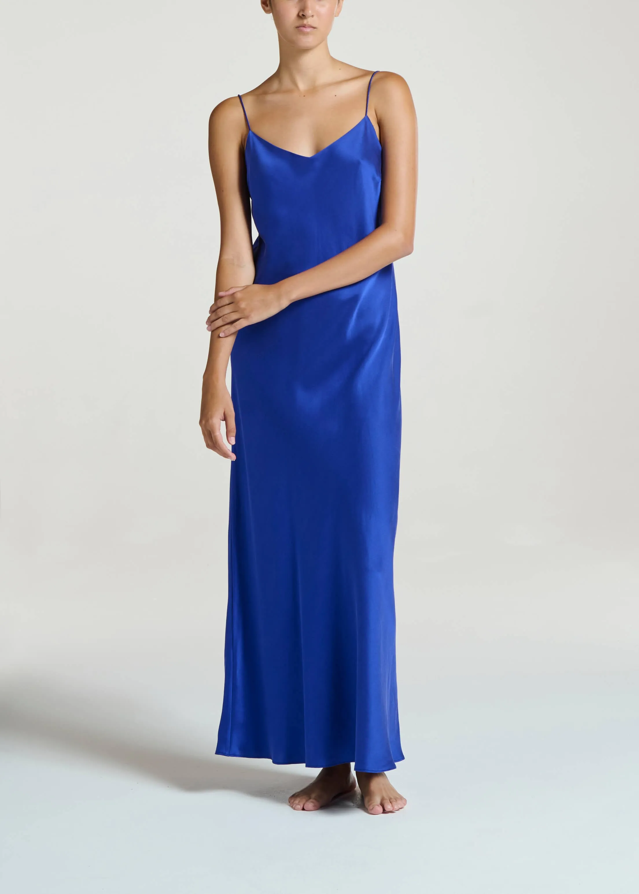 Lyon Dress Electric Blue Silk Charmeuse