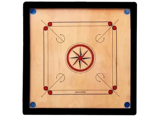 M ART Carom Board Amazing Polish Finish Medium Size 26 * 26" with PAKKY PLY with Striker,Powder and Coins Free