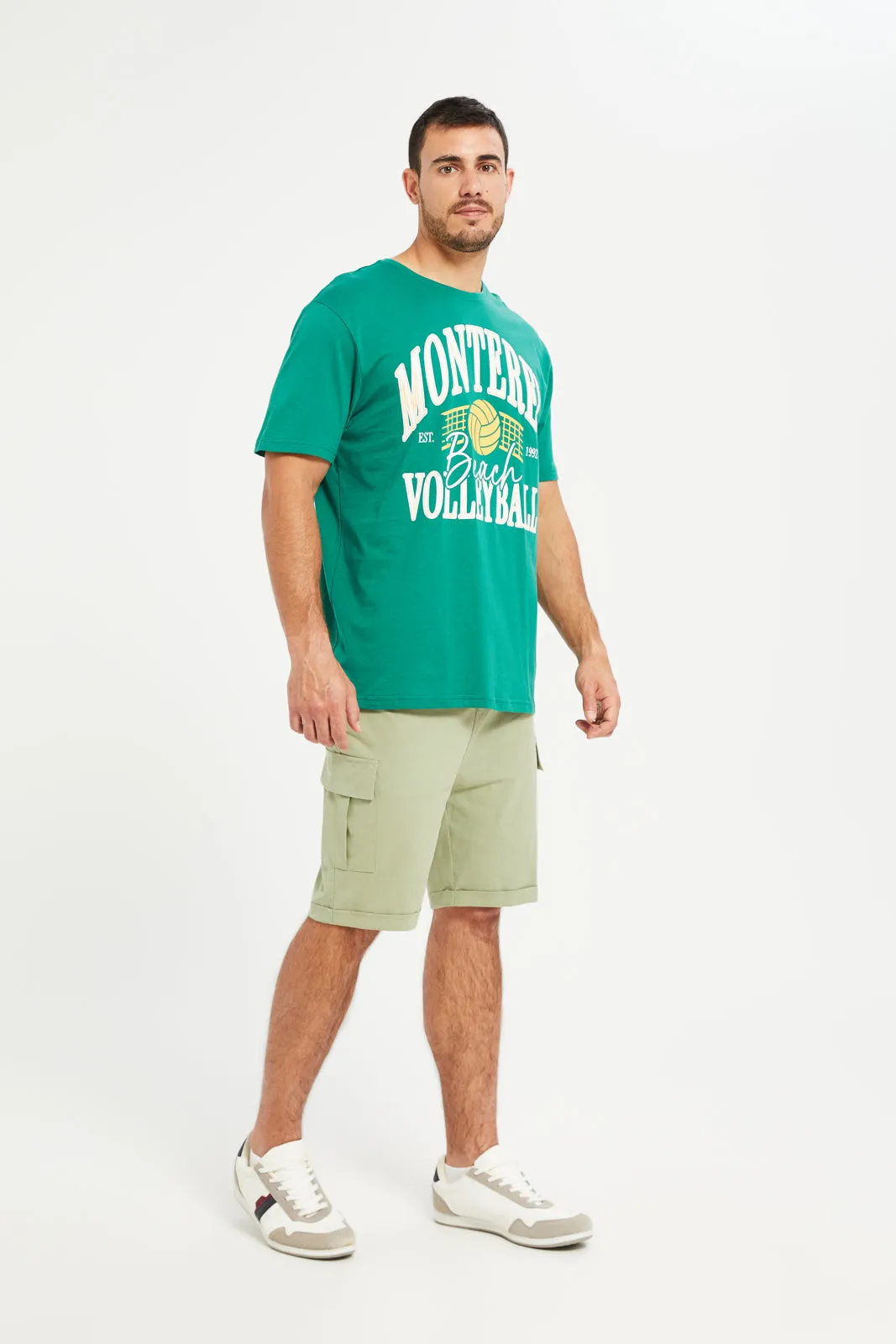 Men Green Casual Bermuda Shorts