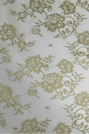 Metallic Lime Sherbet French Plain Lace FLP-001/7 Fabric