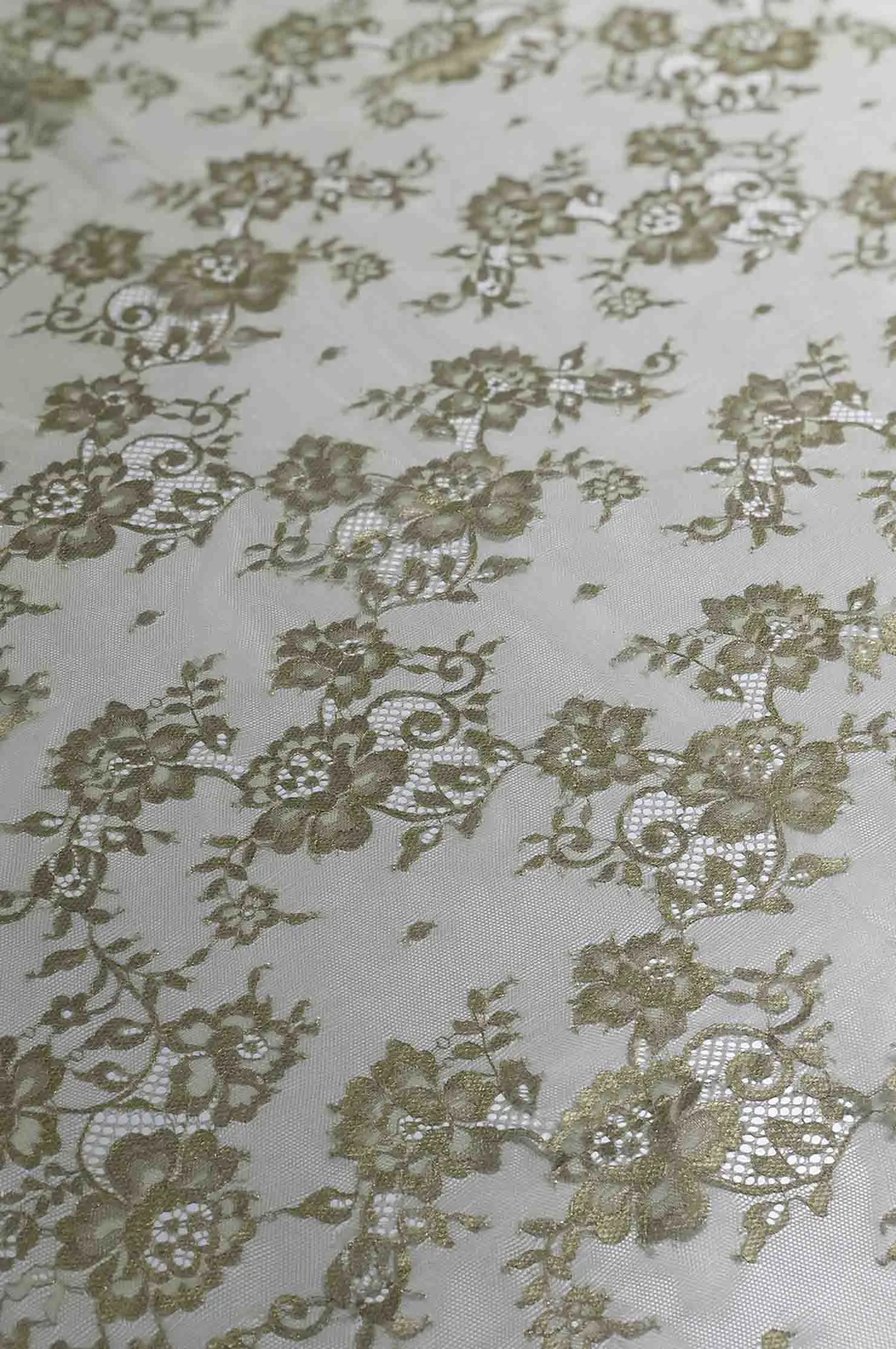 Metallic Lime Sherbet French Plain Lace FLP-001/7 Fabric