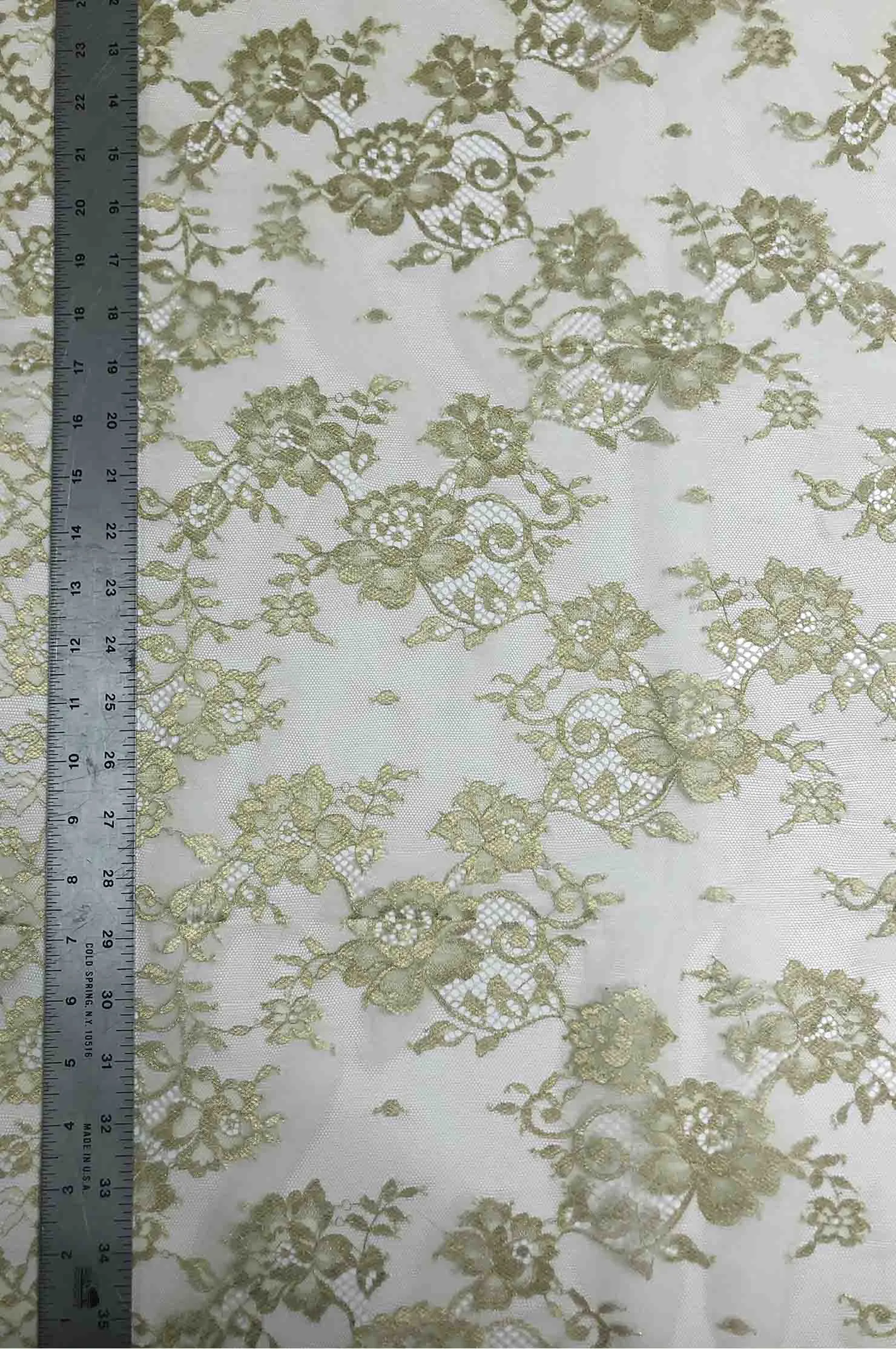 Metallic Lime Sherbet French Plain Lace FLP-001/7 Fabric