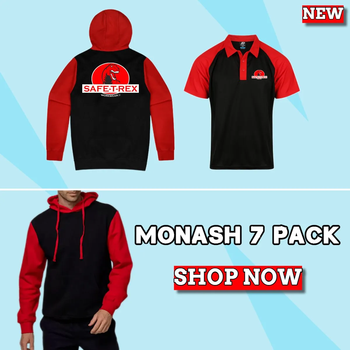 Monash 7 Pack 5 x 1318 - 2 x 1530 - With Front Embroidery & Vinyl Print On Back