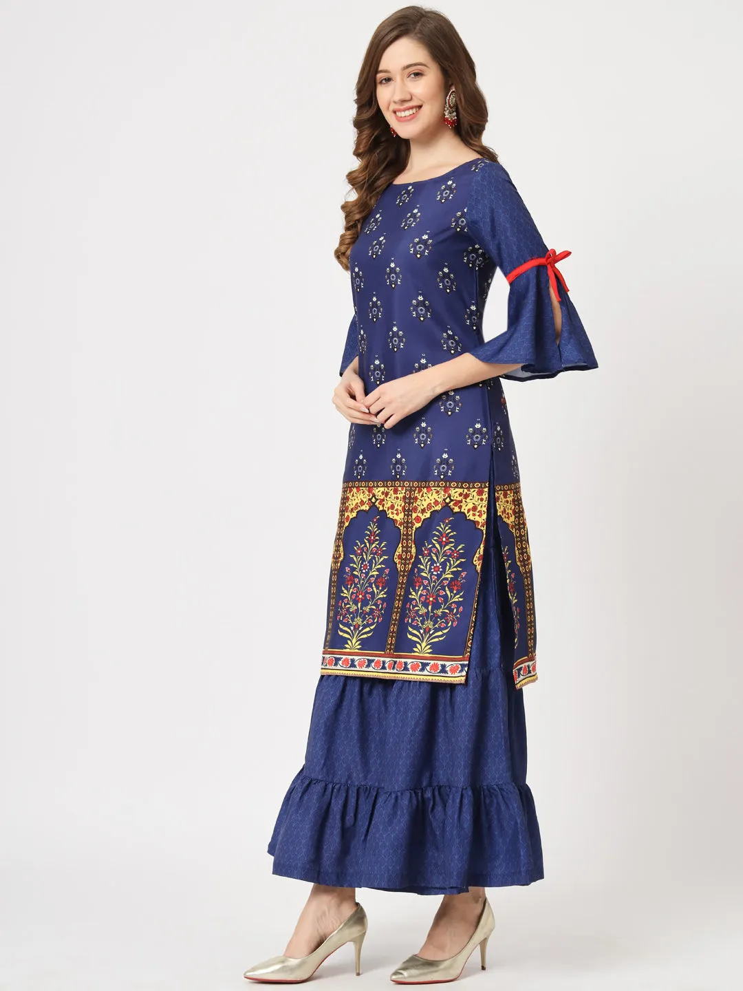 Mughal Printed Kurta With Sharara Pants