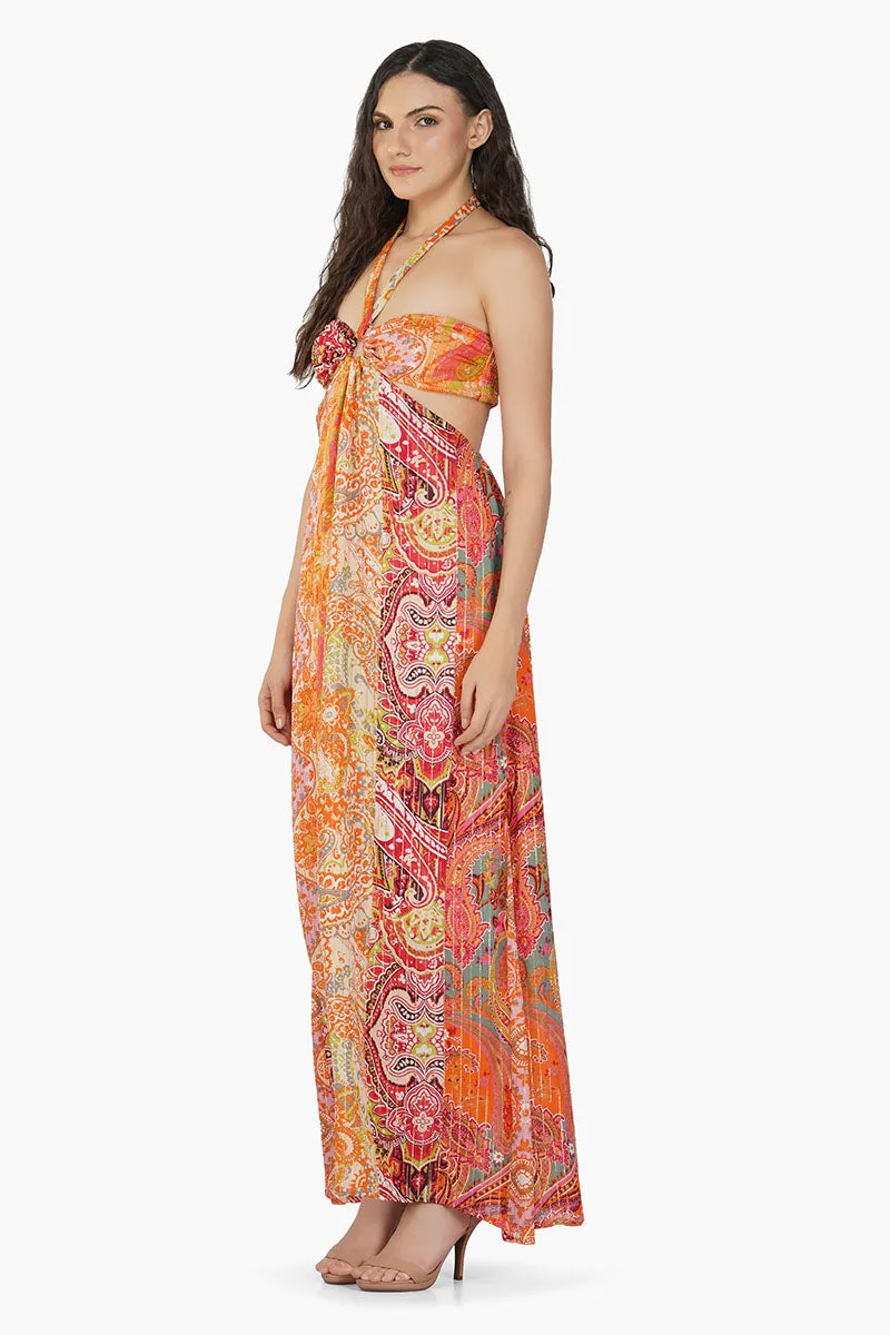 Multi Palm Paisley Maxi Dress