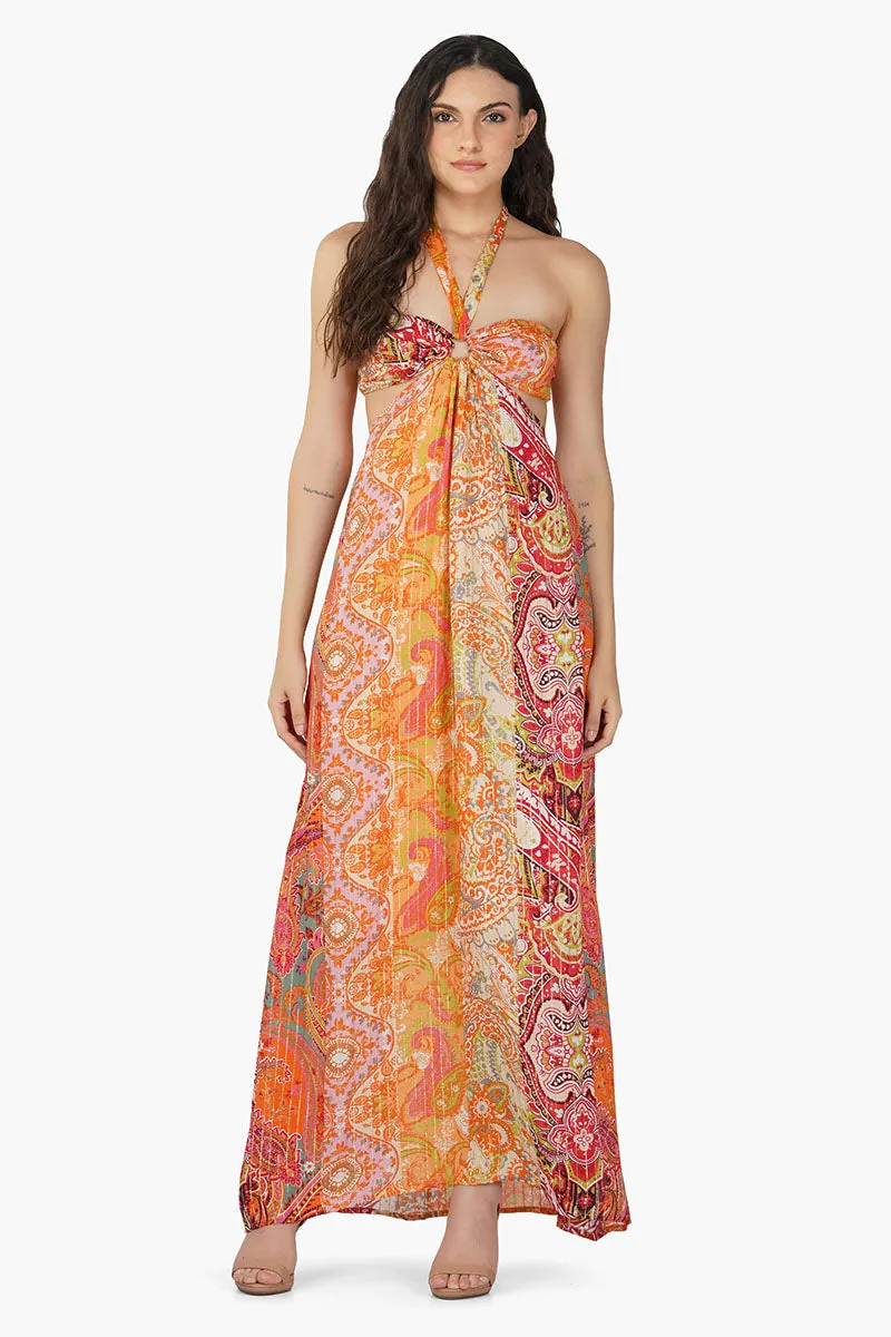 Multi Palm Paisley Maxi Dress