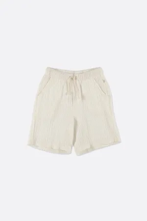 MY LITTLE COZMO SOFT GAUZE IVORY BERMUDA SHORTS