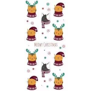 N.J Products 22cm Meowy Christmas Hanky (Pack of 10)