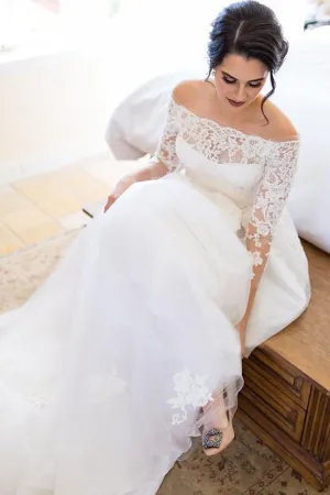 Off The Shoulder Tulle Wedding Dress