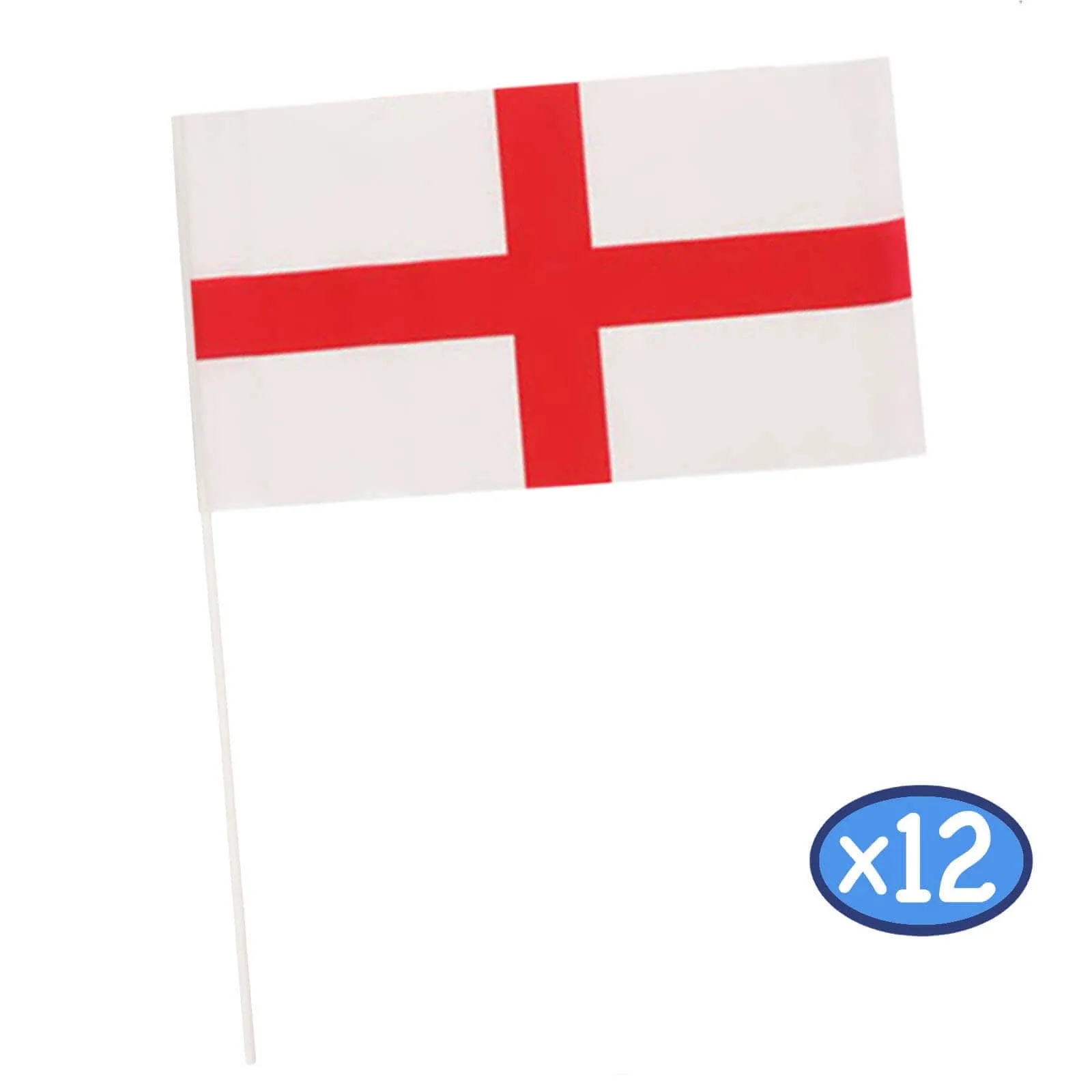 Pack of 12 Hand Flags 30x17cm National Sports Royal Street Party