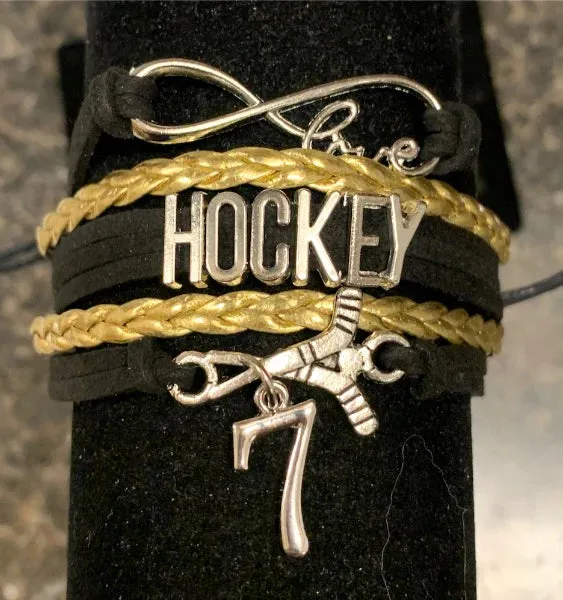 Personalized Hockey Jersey Number Bracelet -Pick Colors