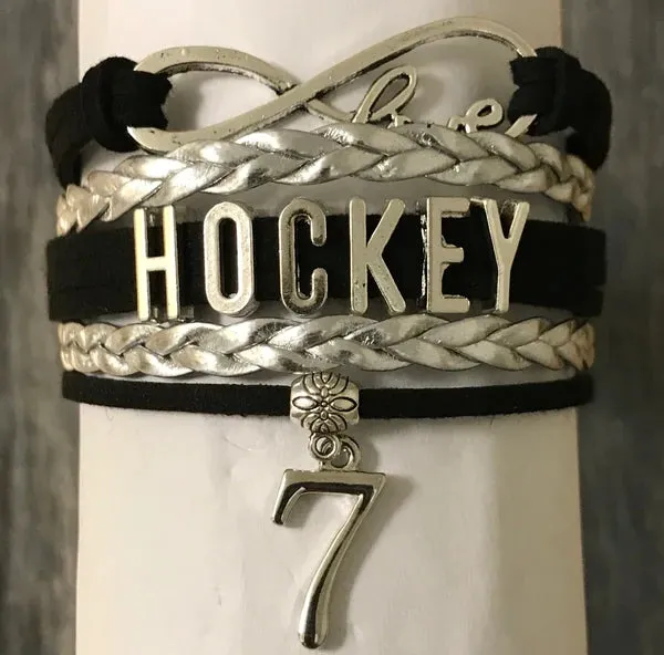 Personalized Hockey Jersey Number Bracelet -Pick Colors