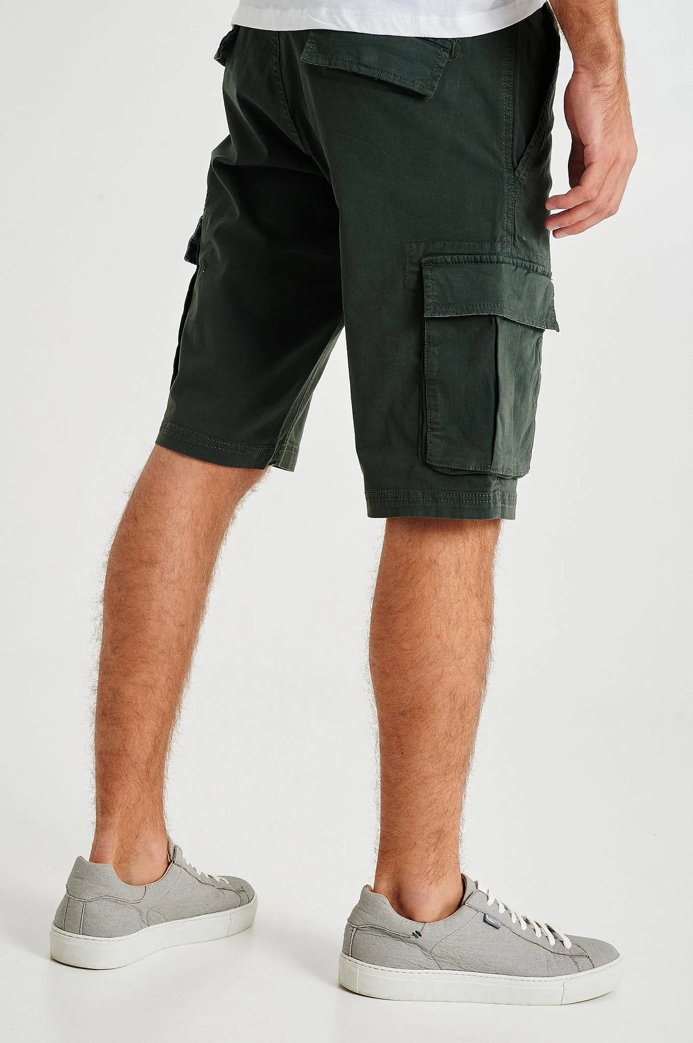 Plain pastel coloured with organic cotton cargo bermuda shorts