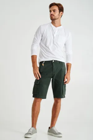 Plain pastel coloured with organic cotton cargo bermuda shorts