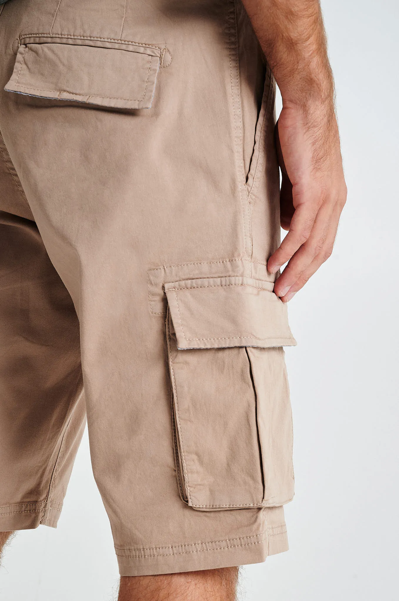 Plain pastel coloured with organic cotton cargo bermuda shorts