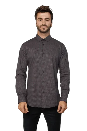 Platini Black Monogram Digital Print Press Shirt