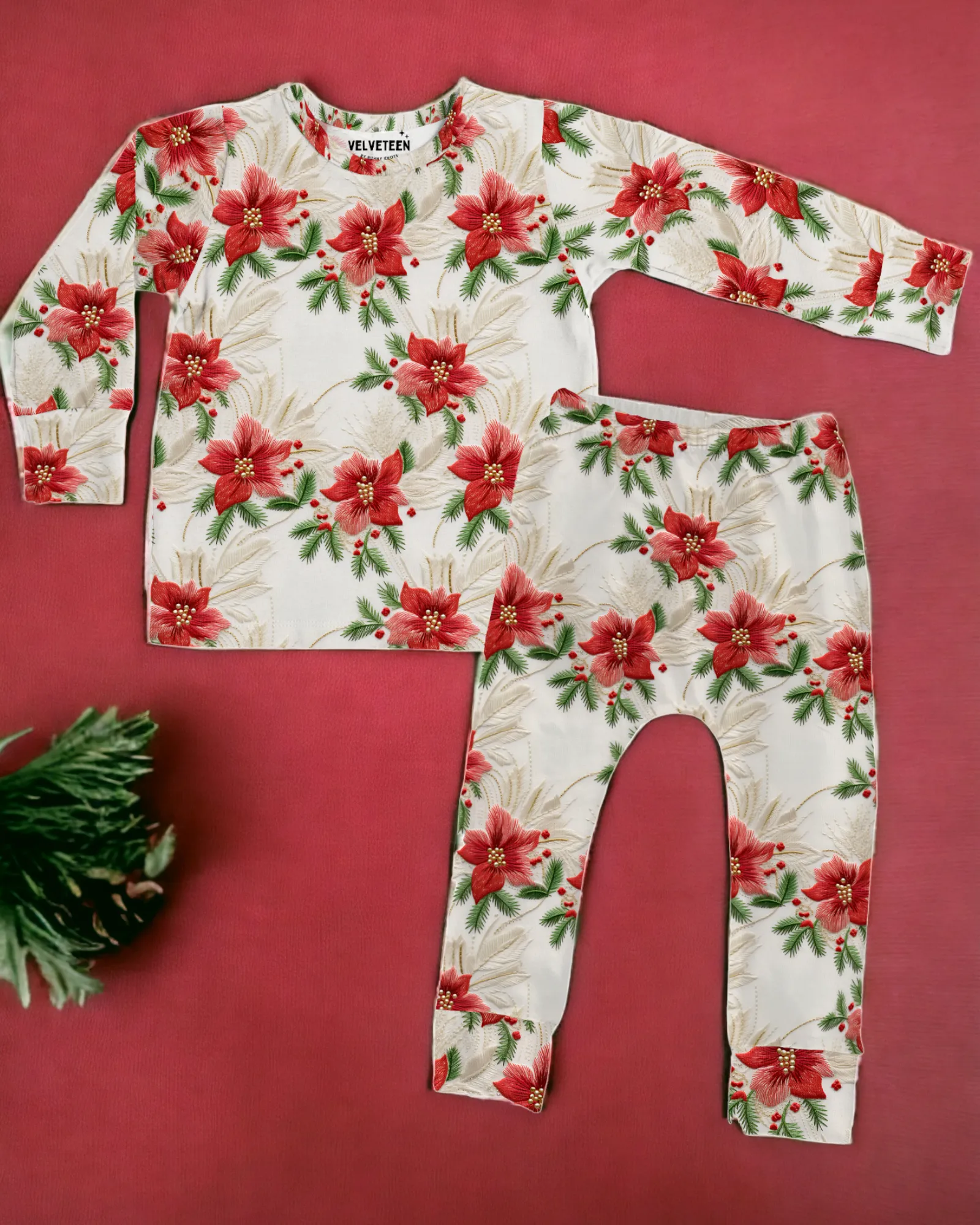 Poinsettia Tabernacle | Bamboo Long Sleeve Loungewear Set | Discontinued Style