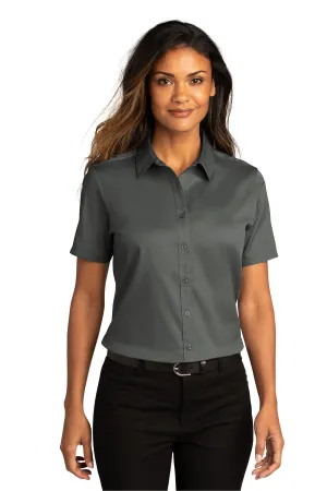 Port Authority® Women's Short Sleeve SuperPro React ™ Twill Shirt - Storm Grey