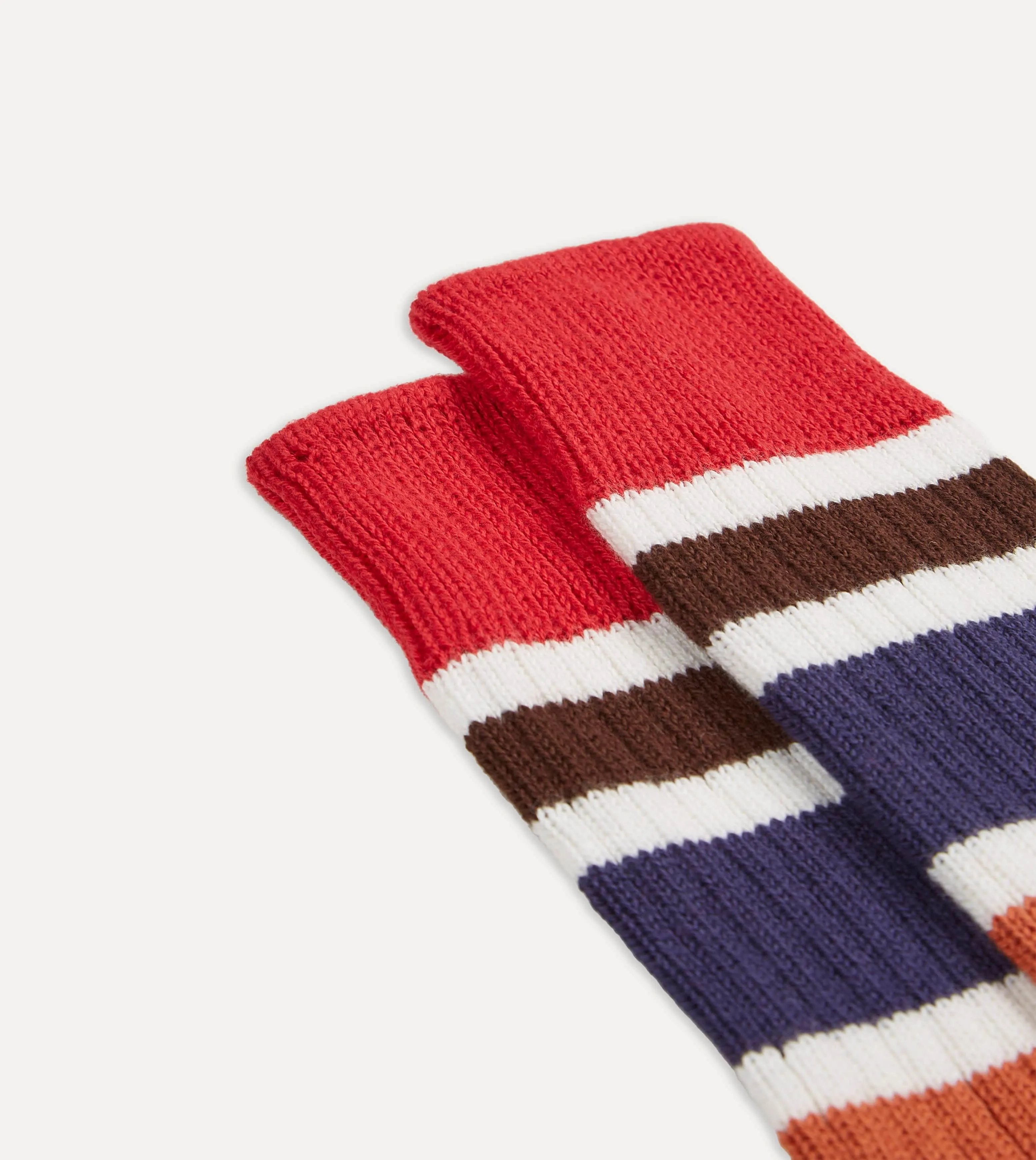 Red and Navy Cotton Striped Sports Socks