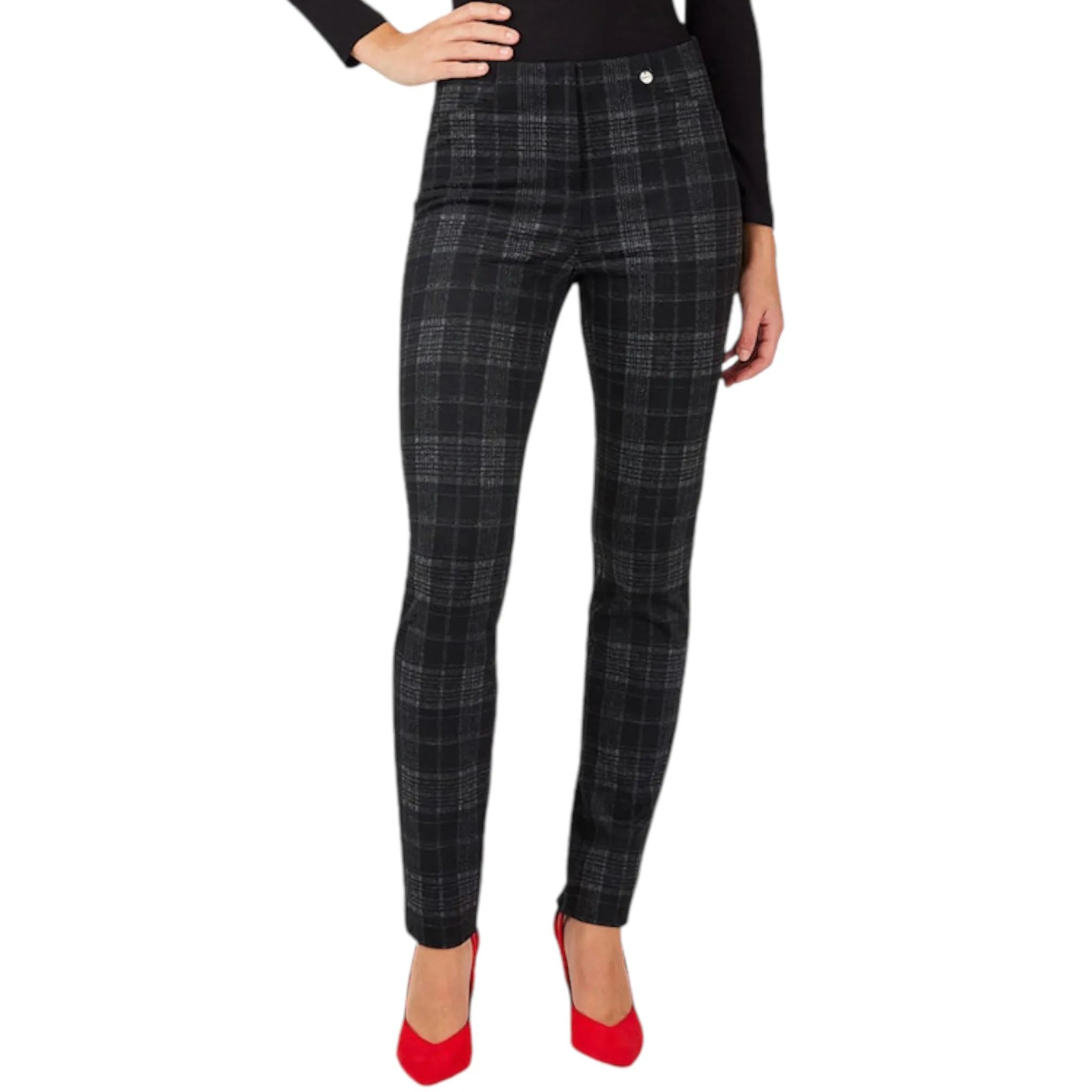 Robell Rose 09 Trousers Grey Check