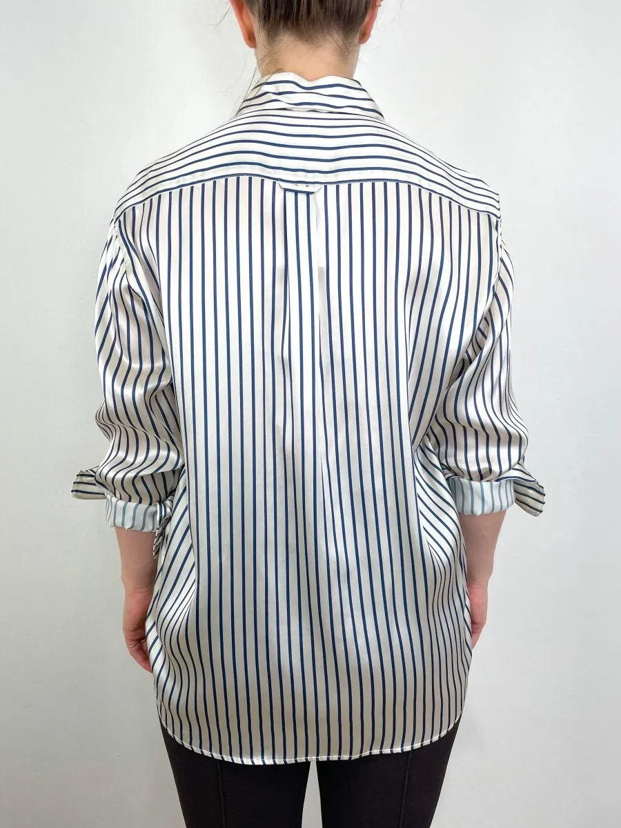 Ryan Shirt in Ivory Stripe Silk