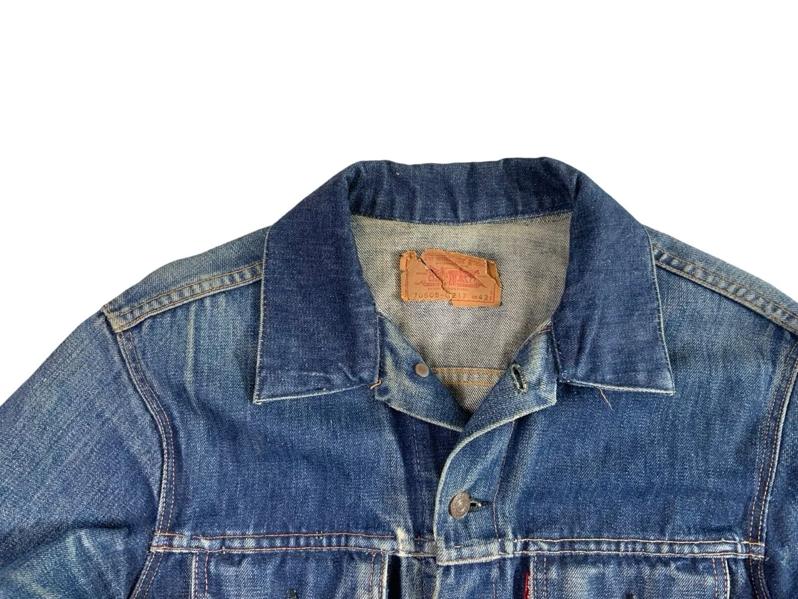 VTG ORIGINAL 1960s USA 1968-69 LEVIS BIG E TYPE 3 TRUCKER DENIM JACKET VGC S 39”