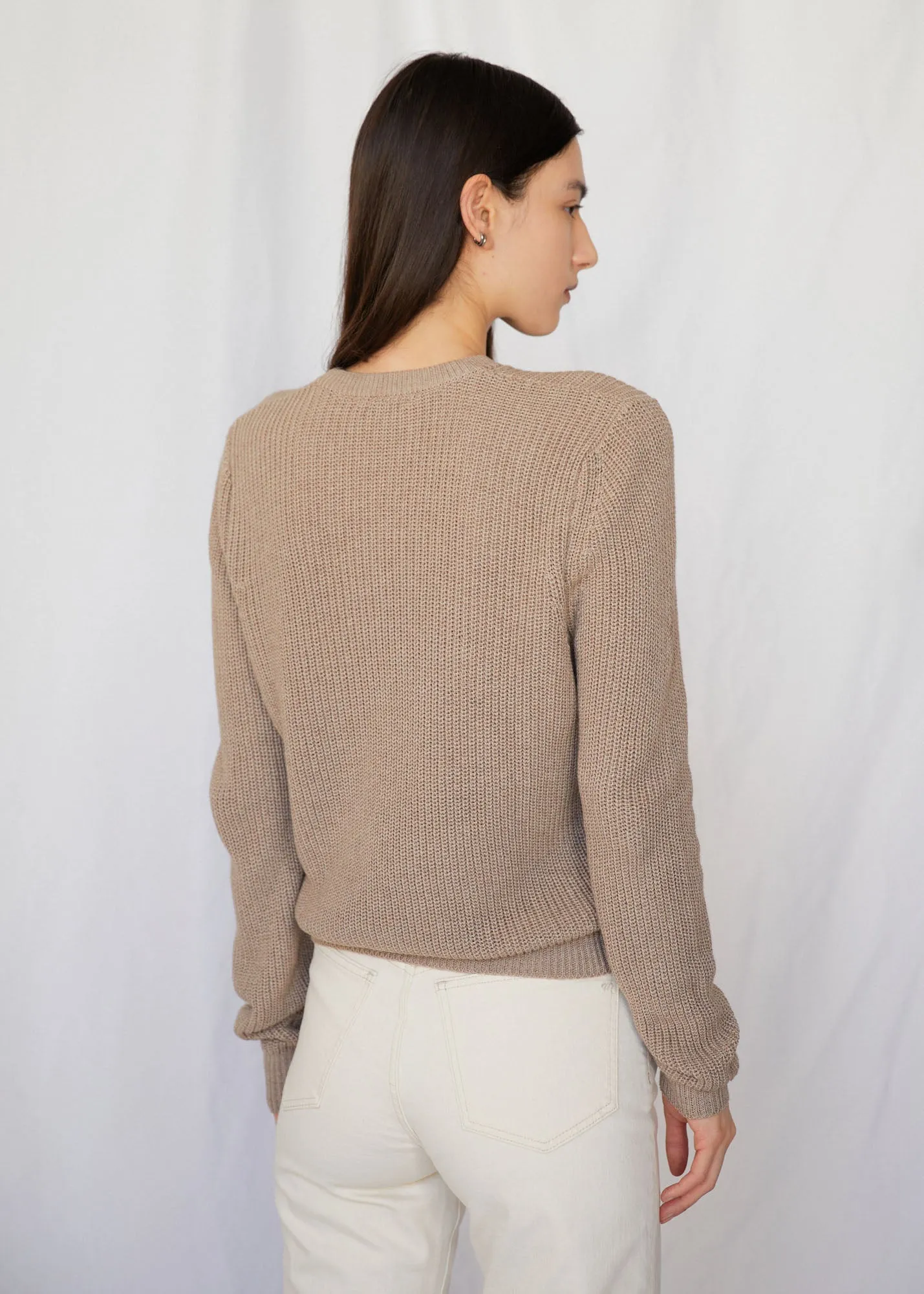 Winona Cotton Crewneck Sweater in Farro