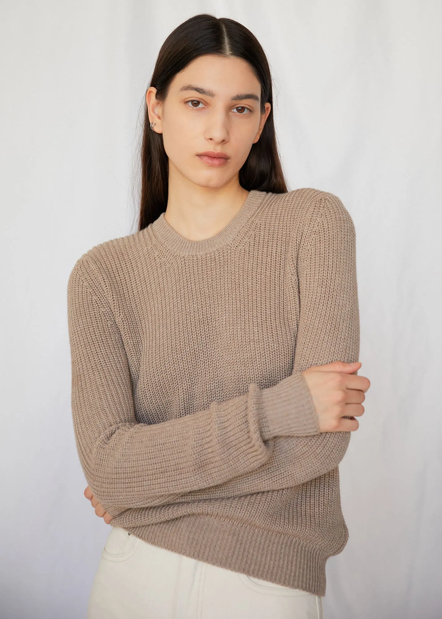 Winona Cotton Crewneck Sweater in Farro