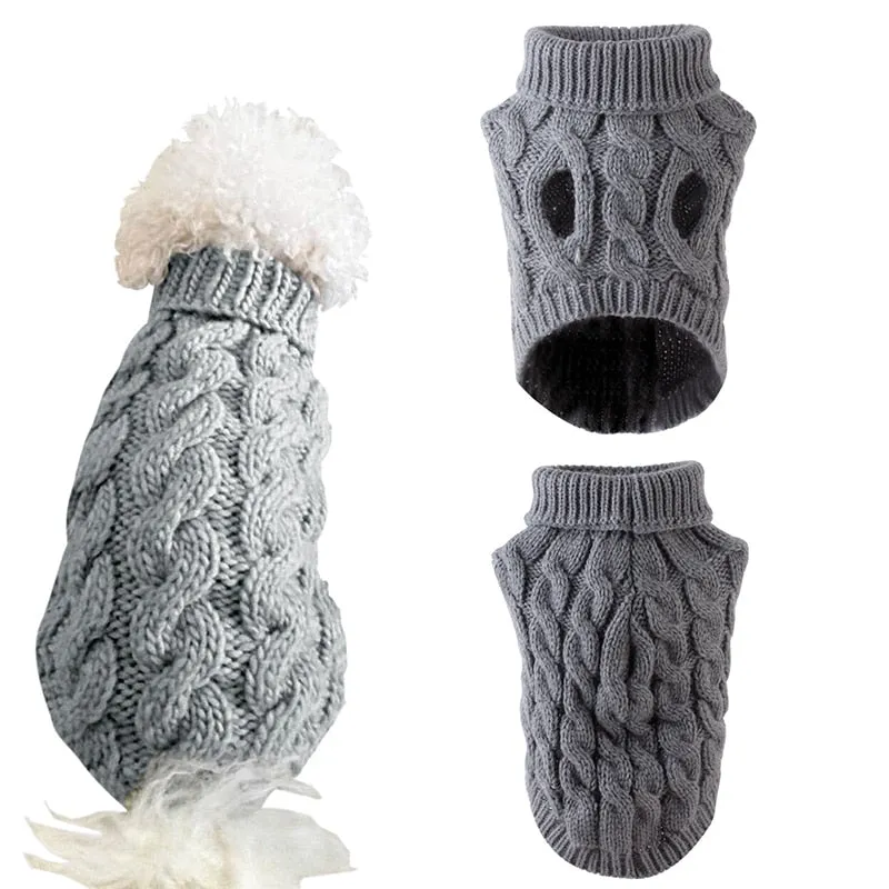 Winter Knitted Dog Clothes Warm Jumper Sweater For Small or Large pet