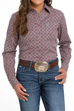 WOMEN'S BUTTON-DOWN WESTERN SHIRT - PINK / BLUE MSW9164206