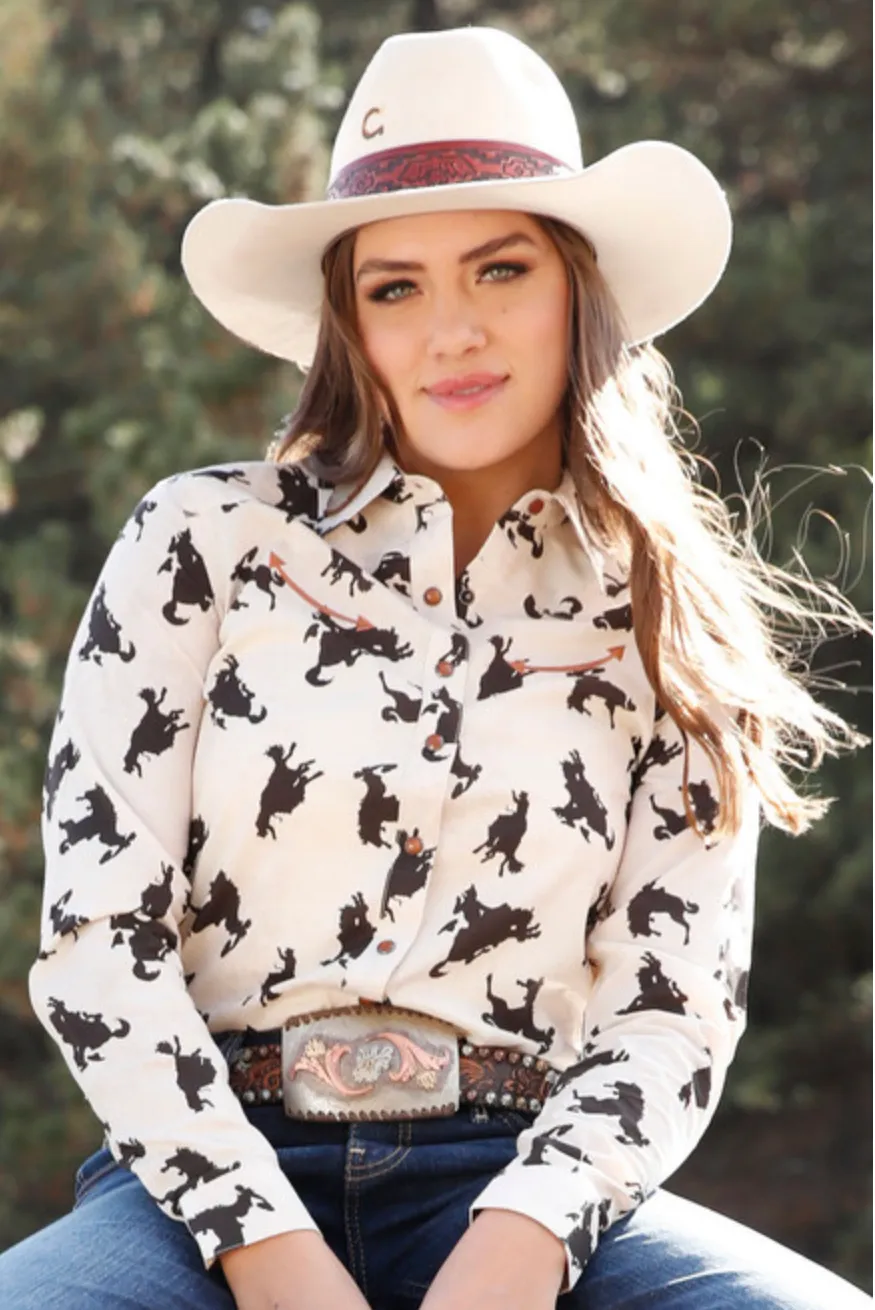 Women's Cruel Bronc Print Snap Button Shirt