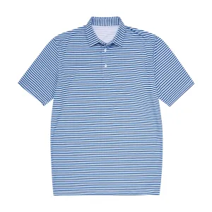 Youth Navy Blue, light blue & White Stripe Polo